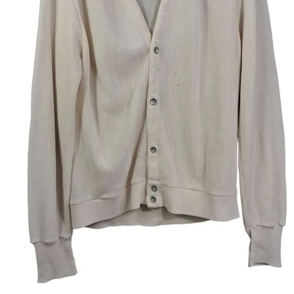 Vintage Izod Cardigan Sweater Men's‎ Large Cream Embroidered Logo 90s USA